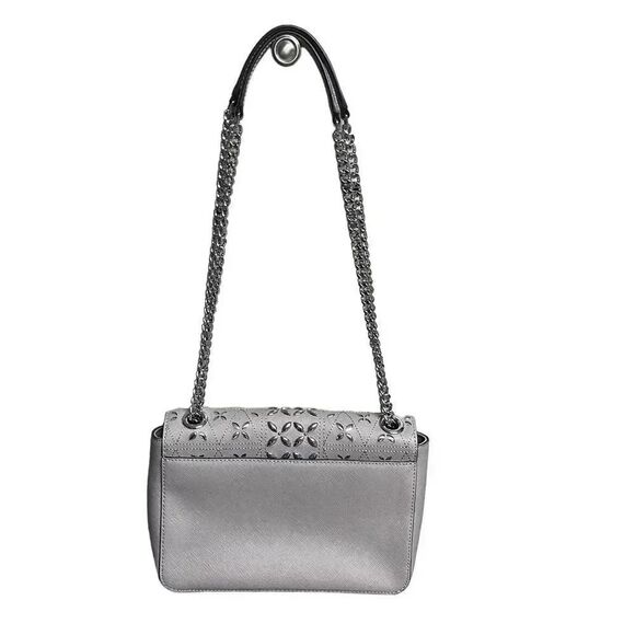 NEW WITH TAGS MICHAEL KORS pearl grey Tina Clutch Cross Body Leather Handbag - Picture 5 of 14